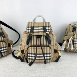 Burberry/巴宝莉双肩包The Rucksack小号Vintage格纹拼标志性条纹军旅背包80171641