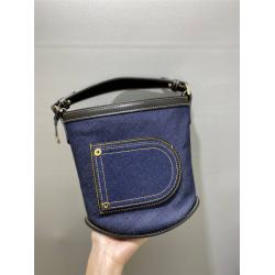 Delvaux/德尔沃官网正品丹宁牛仔布mini Pin D字型水桶包