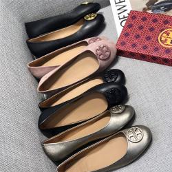 tory burch/托里伯奇TB中文官网女鞋新款大LOGO圆头芭蕾舞平底鞋单鞋