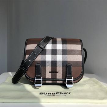 Burberry巴宝莉包包价格新款格纹斜跨单肩包马鞍包