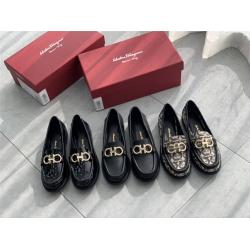 Ferragamo/菲拉格慕正品女士提花帆布真皮GANCINI莫卡辛鞋乐福鞋