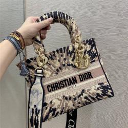 DIOR迪奥官网奢侈品女包万花筒刺绣中号 LADY D-LITE 手袋