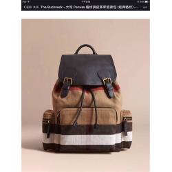 Burberry/巴宝莉大号The Rucksack Canvas格纹拼皮军旅背包40525651