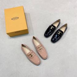 Tod's托德斯官网鞋子奢侈品商城新款女士漆皮双T扣牛皮乐福鞋