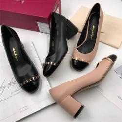 Ferragamo/菲拉格慕香港官网女鞋新款链条装饰粗跟高跟鞋