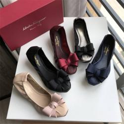 ferragamo美国官网菲拉格慕女鞋蝴蝶结芭蕾舞平底鞋蛋卷鞋