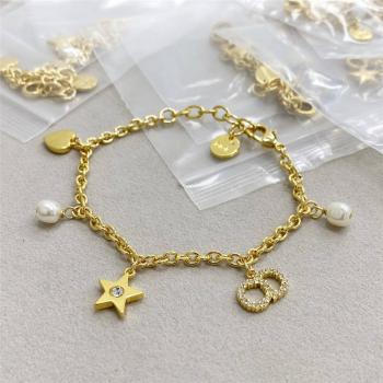 DIOR迪奥官网国际奢侈品牌CD五角星珍珠手链