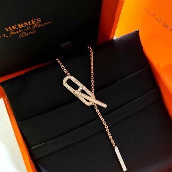 Hermes/爱马仕中文官网新款镶钻猪鼻子项链