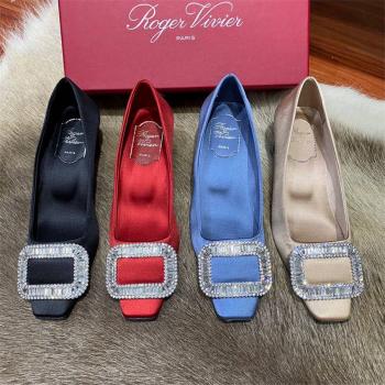 Roger Vivier RV正品官网女鞋女士Belle Vivier丝缎单鞋