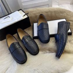 gucci中文官网古驰男鞋Signature皮革一脚蹬乐福鞋