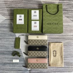 gucci欧洲官网古驰新款帆布拼皮女士长款拉链钱包456117