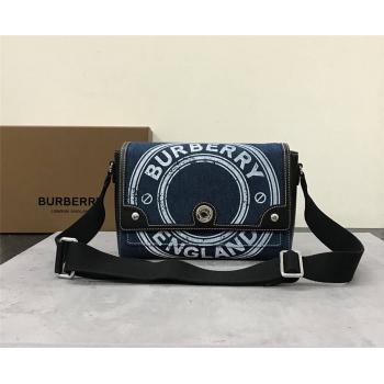 Burberry巴宝莉法国官网徽标图案牛仔布 Note 斜背包80397521