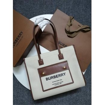 Burberry巴宝莉官网小号双色帆布拼皮革 Freya 包80441381/80441371