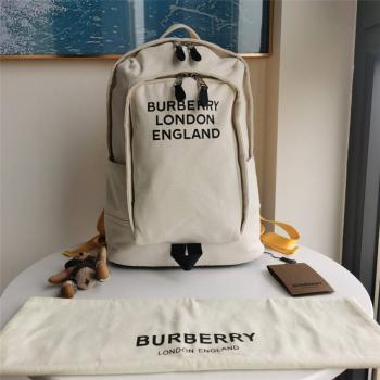 Burberry巴宝莉包包价格徽标印花棉质帆布拼尼龙双肩包80376541