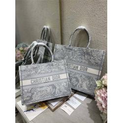 DIOR迪奥高仿灰色老花Reverse 茹伊印花BOOK TOTE 购物袋