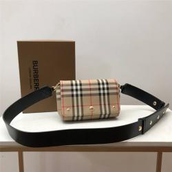 burberry官网价格巴宝莉小号 Vintage 格纹拼皮革斜背包80264541