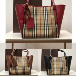 burberry巴宝莉小号Horseferry Check格纹隐形战马购物袋39393781/39393771/3939...