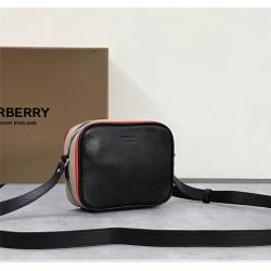 Burberry巴宝莉博柏利风格标志性条纹印花牛皮斜背包相机包80340101