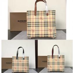 burberry官方旗舰店巴宝莉中古战马格子菜篮子购物包