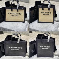 ysl包圣罗兰官网Rive Gauche Tote编织刺绣购物袋631682/509415