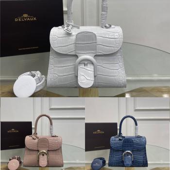 Delvaux/德尔沃官网包包鳄鱼纹马蹄扣Brillant手袋