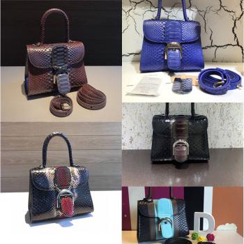 Delvaux/德尔沃包包官网蟒蛇皮Brillant MINI迷你手提包