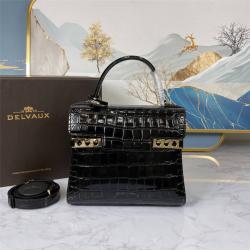 Delvaux/德尔沃中文官网正品鳄鱼纹Tempete PM女包