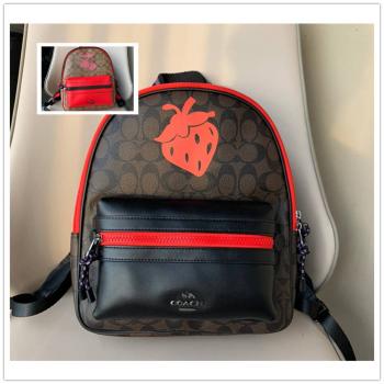 COACH蔻驰官网女士78254樱桃78252草莓印花双肩包