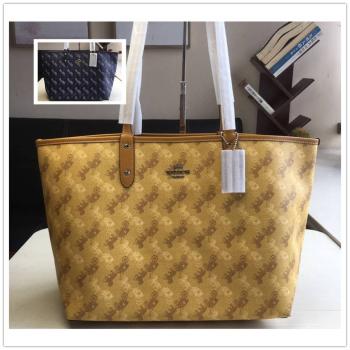 美国coach蔻驰官网CITY马车印花双面购物袋F82134