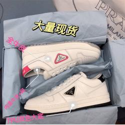 Prada普拉达鞋子官网女士Downtown 穿孔皮革运动鞋1E792M