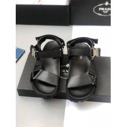 prada普拉达中文官网男鞋皮革和尼龙饰带运动凉鞋2X3055