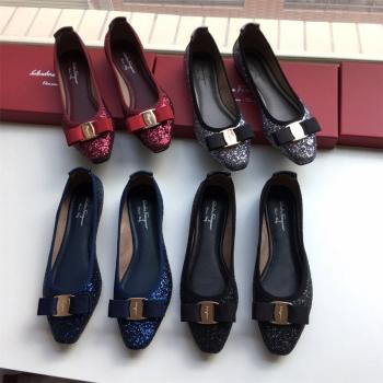 Ferragamo/菲拉格慕正品官网女鞋亮片VARINA芭蕾舞平底鞋