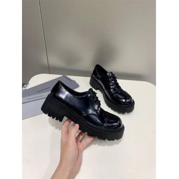 Balenciaga/巴黎世家正品官网女鞋TRACTOR系带厚底皮鞋德比鞋