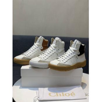 chloe/蔻依香港官网女鞋新款女士拼色真皮高帮运动鞋