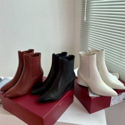 Ferragamo菲拉格慕官方网站女靴真皮粗跟尖头切尔西短靴