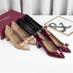 Ferragamo/菲拉格慕官网正品粗跟尖头VARA蝴蝶结高跟鞋