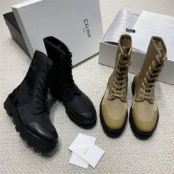 Celine/赛琳中文官网BULKY锦纶和亮泽牛皮革系带靴345597004