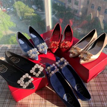 Roger Vivier RV中文官网花朵真丝缎水钻芭蕾舞鞋平底鞋