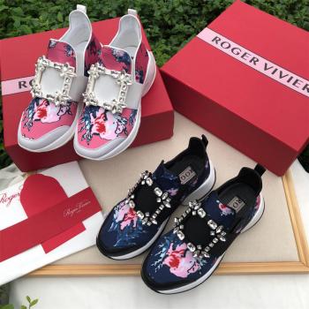 Roger Vivier RV香港官网新款Viv' Run 印花钻扣运动鞋