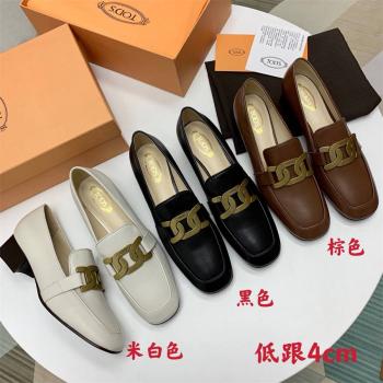 Tod's托德斯官网正品女鞋KATE粗跟高跟鞋乐福鞋