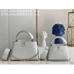 LV Capucines 蜥蜴纹银色链条手袋