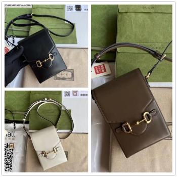 古驰625615 Gucci Horsebit 1955系列迷你皮革手机包