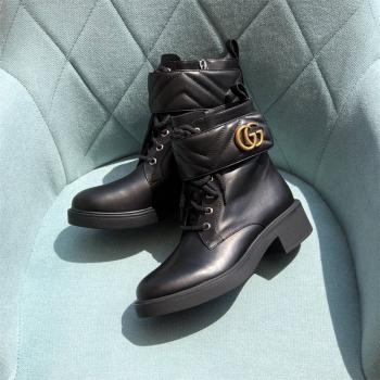 GUCCI古驰670397 女士双G踝靴马丁靴