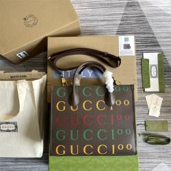 GUCCI古驰680956 100周年特别系列印花字母LOGO小号托特包