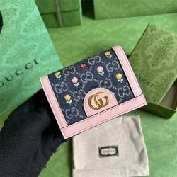 GUCCI古驰523155 刺绣牛仔布 Ophidia系列GG卡包钱包