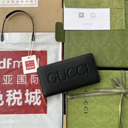 古驰男包658691 饰Gucci标识长款拉链钱包