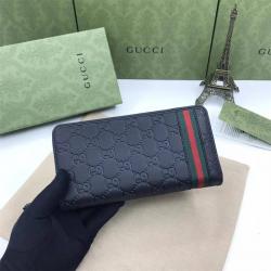 GUCCI古驰291105 GG压花皮革织带拉链钱包