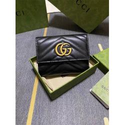 GUCCI古驰474802 GG marmont 三折短款钱包