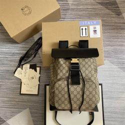 GUCCI古驰406398 GG Supreme帆布拼皮双肩包