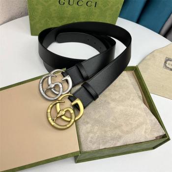 GUCCI古驰皮带458949 蛇形双G带扣皮革腰带